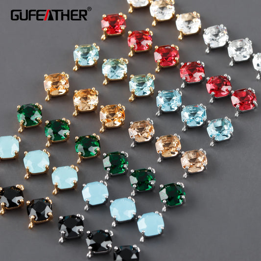 GUFEATHER M1100, accessoires de bijoux, pass REACH, sans nickel, plaqué rhodium or 18 carats, cuivre, verre 5A, bijoux pendentif bricolage, 10 pièces/lot 