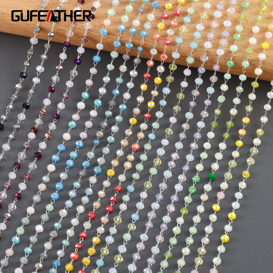 GUFEATHER C252, chaîne de bricolage, acier inoxydable, perles en plastique, résultats de bijoux, breloques, fabrication de bijoux, collier de bracelet à bricoler soi-même, 1 m/lot 