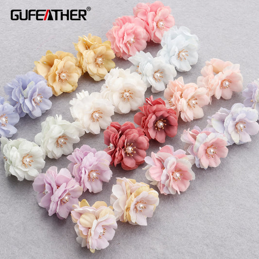 GUFEATHER F156,jewelry accessories,18k gold plated,flower shape,plastic pearl,hand made,diy earrings,jewelry making,6pcs/lot