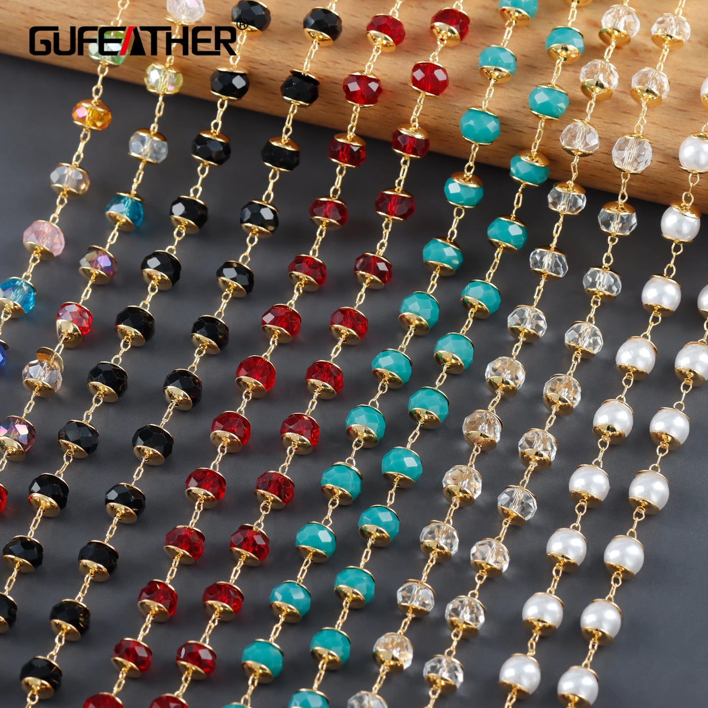 GUFEATHER C261,diy chain,18k gold plated,copper,glass,nickel free,jewelry findings,diy bracelet necklace,jewelry making,1m/lot