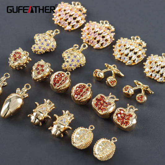 GUFEATHER MA10,jewelry accessories,pass REACH,nickel free,18k gold plated,copper,zircons,jewelry making,diy pendants,6pcs/lot