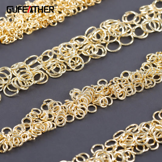 GUFEATHER M1113, accesorios de joyería, chapado en oro de 14 quilates, metal de cobre, hecho a mano, paso REACH, sin níquel, no se decolora, anillo de salto, 20 g/paquete 