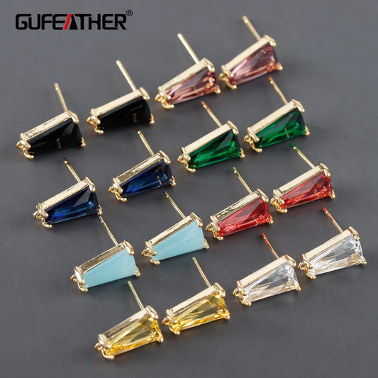 GUFEATHER M1125, accessoires de bijoux, plaqué or 18 carats, cuivre, zircons, pass REACH, sans nickel, boucles d'oreilles bricolage, fabrication de bijoux, 10 pièces/lot 