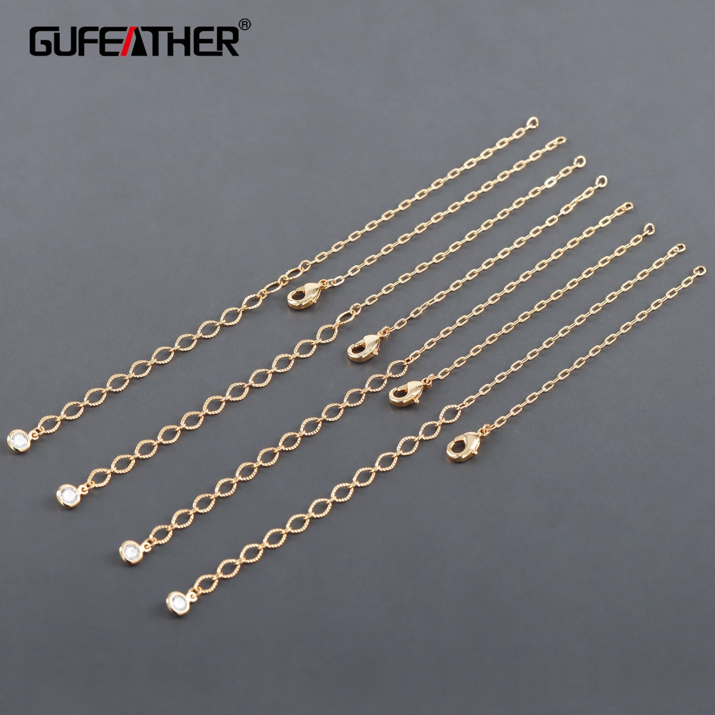 GUFEATHER M1138,jewelry accessories,diy bracelet,extend chain,pass REACH,nickel free,18k gold plated,copper,diy jewelry,2pcs/lot