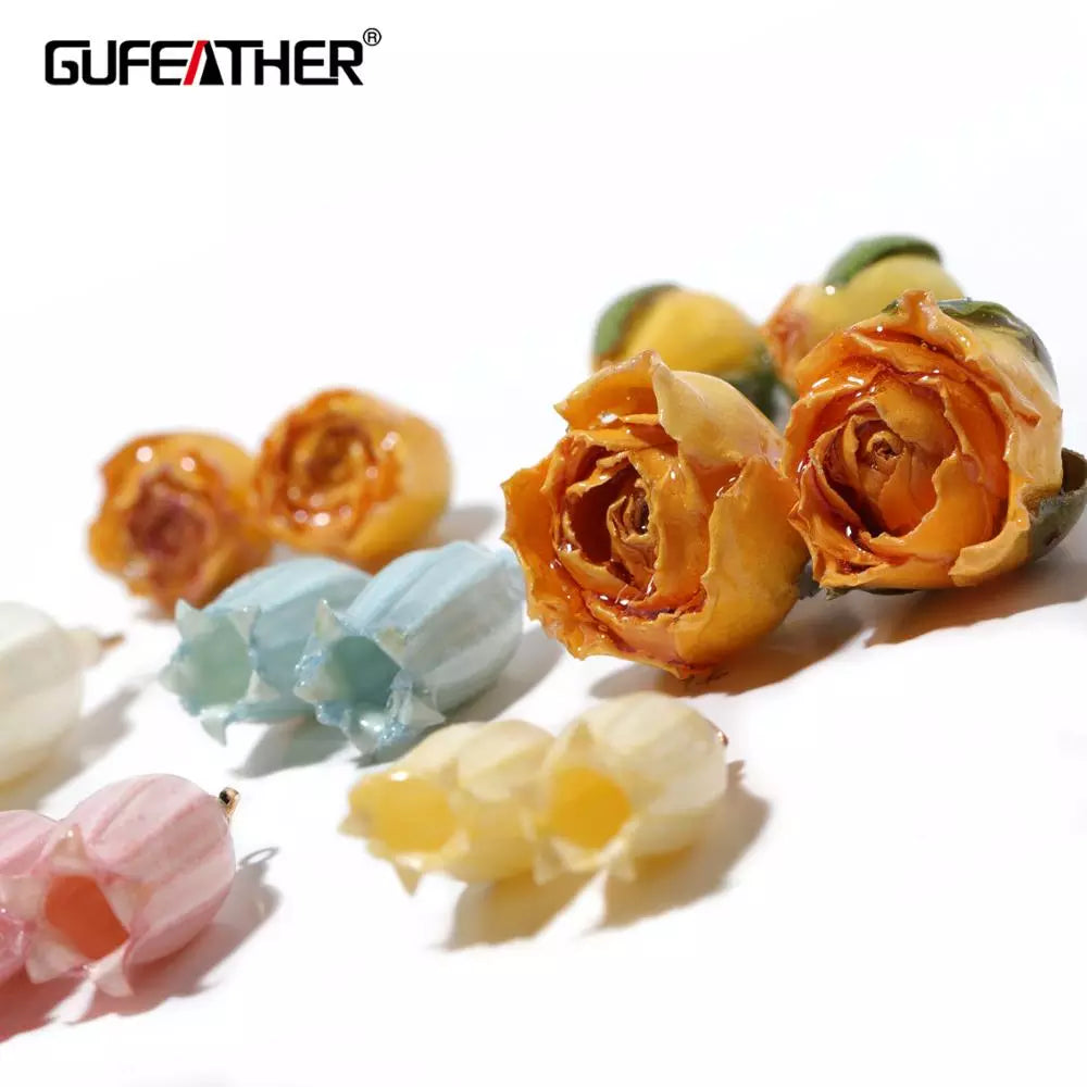 GUFEATHER M344, accesorios de joyería, dijes, piezas de accesorios, flores secas, hecho a mano, fabricación de joyas, colgantes de pendientes diy, 2 unids/lote 