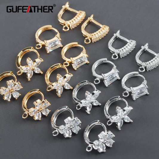 GUFEATHER M1046, accessoires de bijoux, fermoir, plaqué rhodium or 18 carats, cuivre, pass REACH, sans nickel, crochets, fabrication de bijoux, 10 pièces/lot 