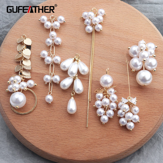 GUFEATHER M640, fabrication de bijoux, plaqué or 14 carats, chaîne d'oreille, pendentif de perles à faire soi-même, cuivre, pass REACH, sans nickel, boucles d'oreilles à faire soi-même, 6 pièces/lot 