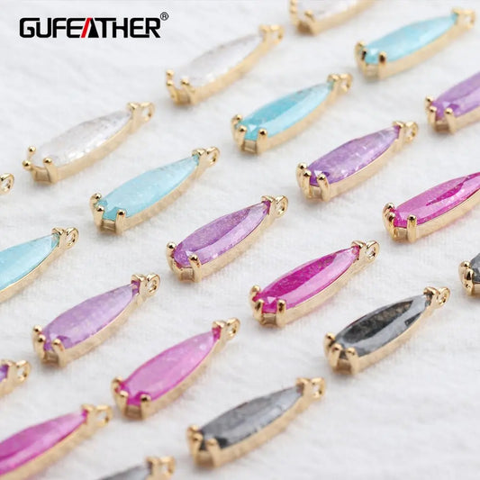 GUFEATHER M527, accessoires de bijoux, pass REACH, sans nickel, plaqué or 18 carats, pendentif en zircon bricolage, boucle d'oreille bricolage, fabrication de bijoux, 6 pièces/lot 