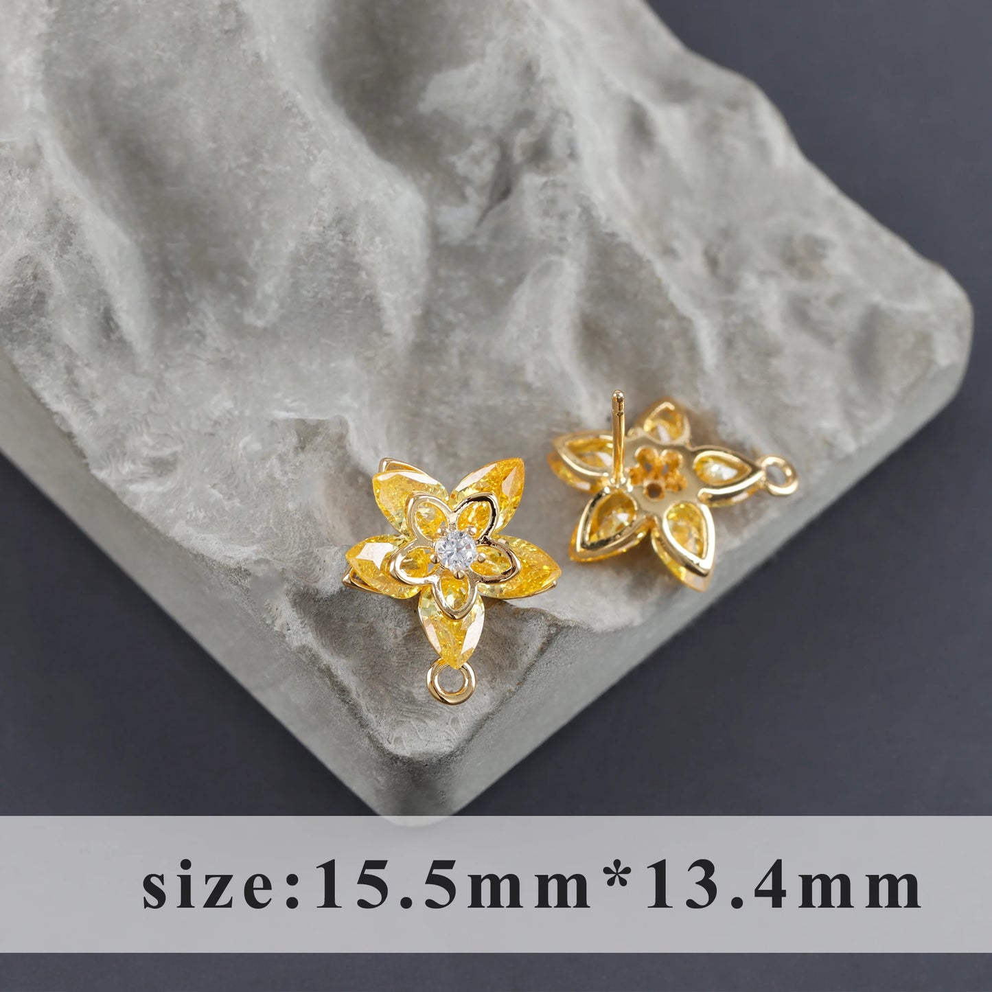 GUFEATHER M1124,jewelry accessories,18k gold plated,copper,zircons,pass REACH,nickel free,flower shape,diy earrings,10pcs/lot