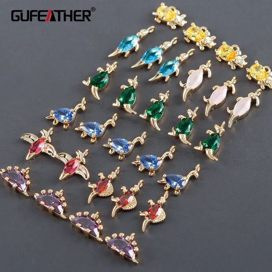 GUFEATHER M1059, accessoires de bijoux, pass REACH, sans nickel, plaqué or 18 carats, cuivre, zircons, pendentifs de bricolage, fabrication de bijoux, 6 pièces/lot 