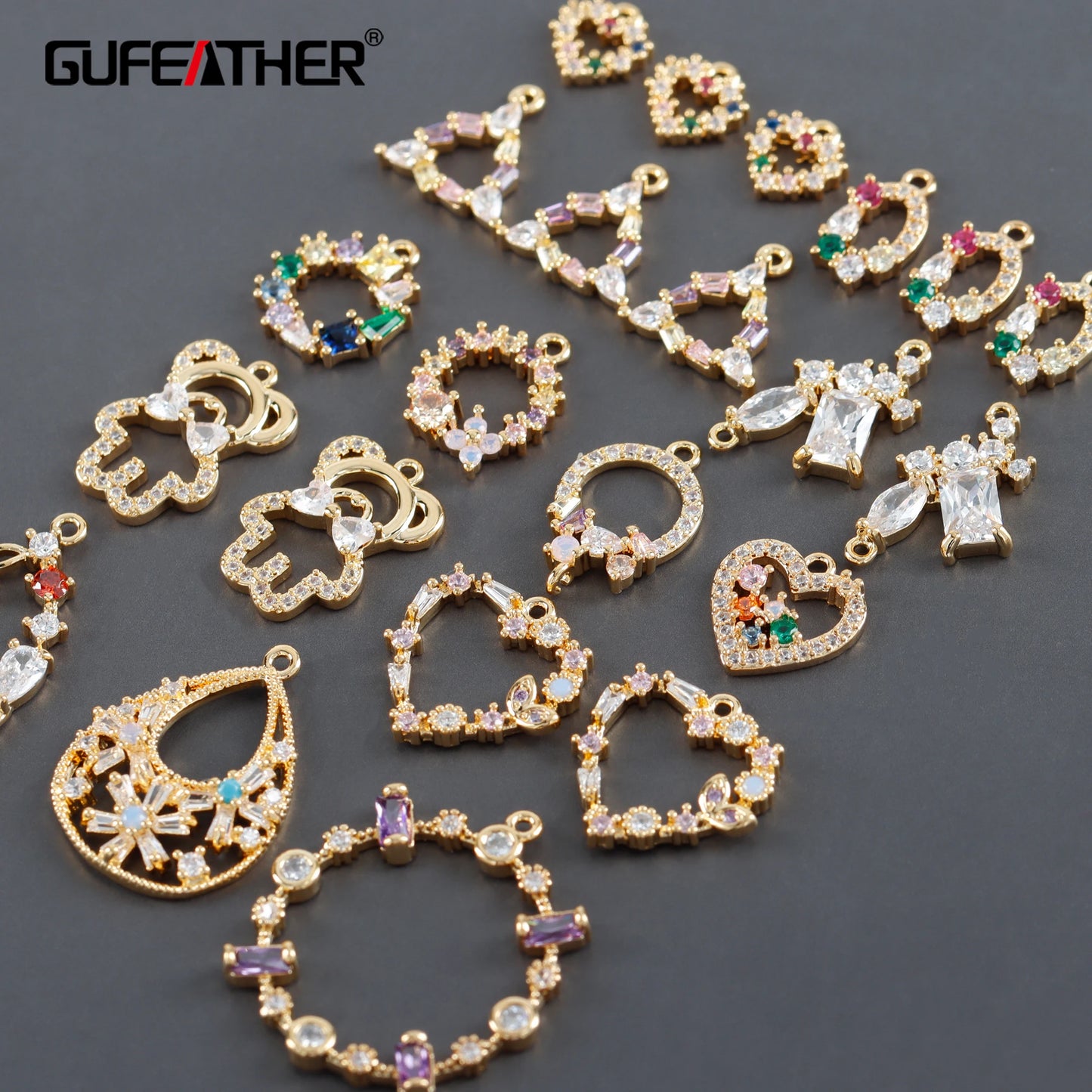 GUFEATHER M1020,jewelry accessories,pass REACH,nickel free,18k gold plated,copper,zircons,diy pendants,jewelry making,10pcs/lot