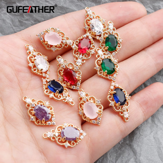 GUFEATHER M767, accessoires de bijoux, pass REACH, sans nickel, plaqué or 18 carats, pendentif en zircon, boucle d'oreille bricolage, fabrication de bijoux, 10 pièces/lot 