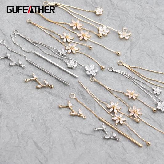 GUFEATHER M579, accessoires de bijoux, pass REACH, sans nickel, plaqué or 18 carats, zircons, résultats de fabrication de bijoux, boucles d'oreilles bricolage, 10 pièces/lot 