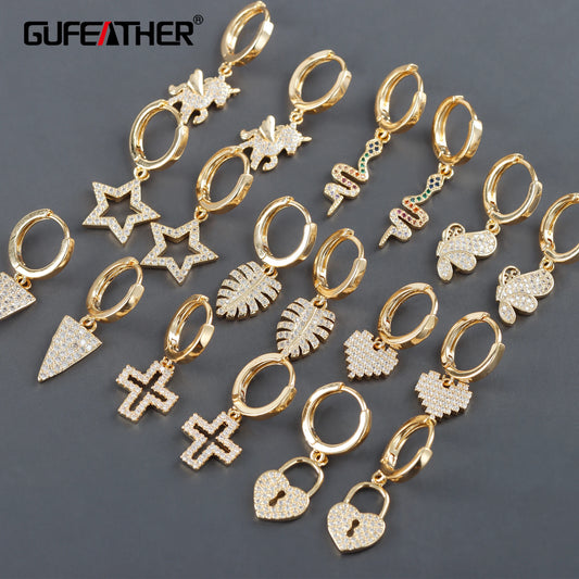 GUFEATHER MA04,jewelry accessories,pass REACH,nickel free,18k gold plated,copper,zircons,diy pendants,jewelry making,2pcs/lot