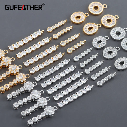 GUFEATHER M1011,jewelry accessories,pass REACH,nickel free,18k gold rhodium plated,copper,zircons,diy jewelry making,10pcs/lot