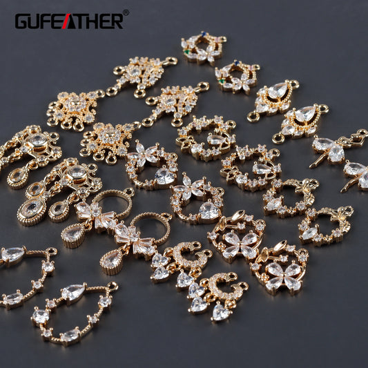 GUFEATHER M962,jewelry accessories,pass REACH,nickel free,18k gold plated,zircons,copper,jewelry making,diy earrings,10pcs/lot