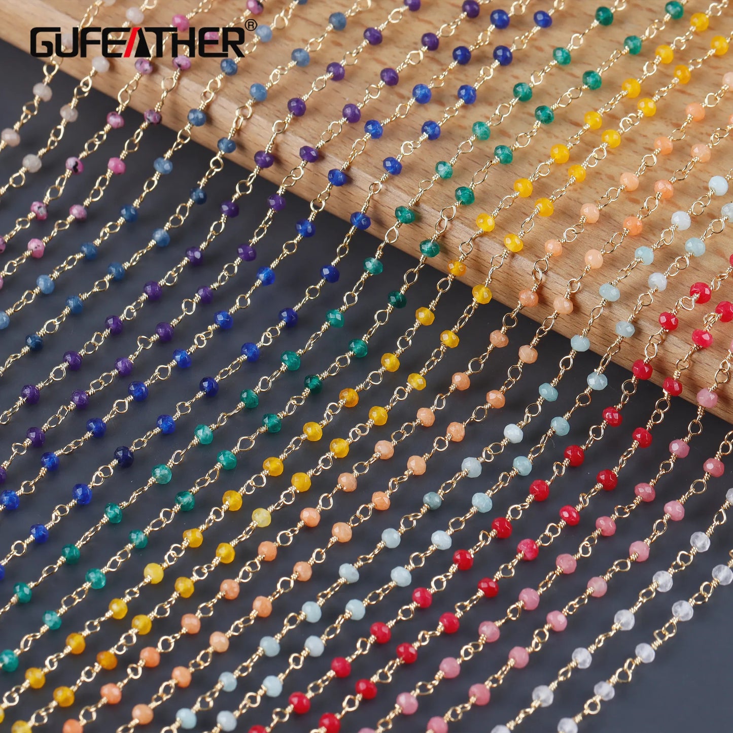 GUFEATHER C52, accessoires de bijoux, pass REACH, sans nickel, pierre naturelle, plaqué or 18 carats, cuivre, chaîne, collier bracelet à bricoler soi-même, 1 m/lot 