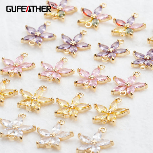 GUFEATHER M780, accessoires de bijoux, pass REACH, sans nickel, plaqué or 18 carats, pendentifs en zircon, fabrication de bijoux, boucles d'oreilles bricolage, 10 pièces/lot 