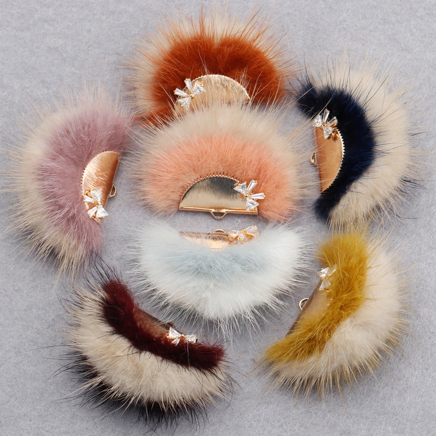 GUFEATHER M863,jewelry accessories,zircon,copper metal,hand made,real fur mink,fluffy ball,diy earings,jewelry making,6pcs/lot