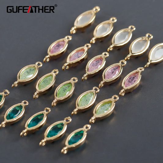 GUFEATHER M1032, accesorios de joyería, pass REACH, sin níquel, chapado en oro de 18 k, cobre, circonitas, fabricación de joyas, pendientes diy, 10 unids/lote 