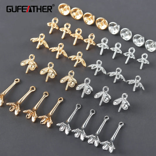 GUFEATHER M1091, accessoires de bijoux, pass REACH, sans nickel, plaqué rhodium or 18 carats, cuivre, capuchon de bijoux, fabrication de bijoux, 20 pièces/lot 