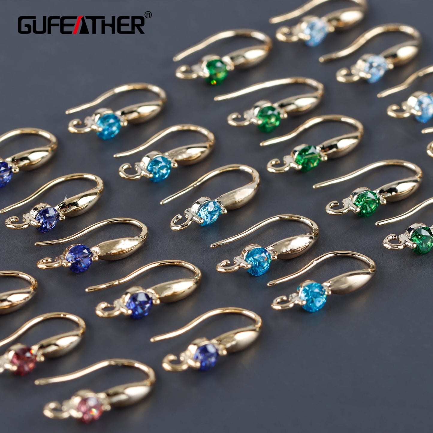 GUFEATHER M957, joyería diy, pass REACH, sin níquel, chapado en oro de 18 k, cobre, circón, ganchos de cierre, pendiente diy, fabricación de joyas, 10 unids/lote 