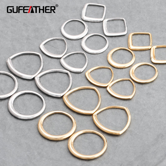 GUFEATHER M714, accessoires de bijoux, plaqué rhodium or 18 carats, connecteur, métal cuivré, pass REACH, sans nickel, boucles d'oreilles bricolage, 20 pièces/lot 