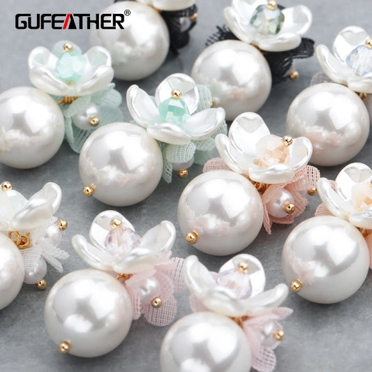 GUFEATHER M758, accessoires de bijoux, plaqué or 18 carats, perle en plastique, fait à la main, breloques, fabrication de bijoux, pendentifs de boucles d'oreilles DIY, 10 pièces/lot 