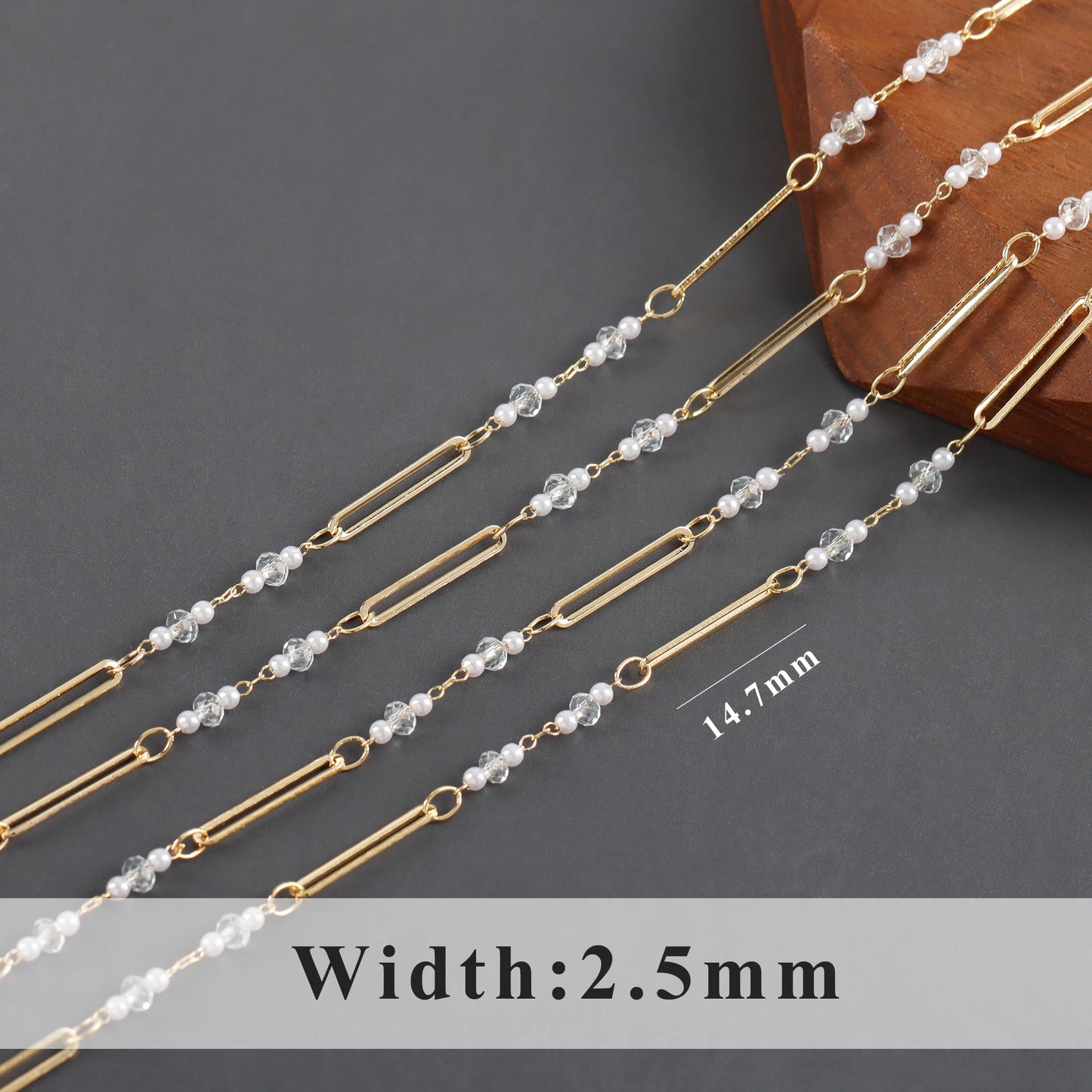 GUFEATHER C237, cadena diy, pass REACH, sin níquel, chapado en rodio de oro de 18 k, cobre, perla de plástico, collar diy, fabricación de joyas, 1 m/lote 