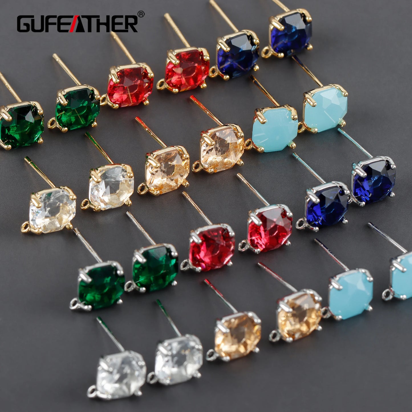 GUFEATHER MA12, accesorios de joyería, pass REACH, sin níquel, chapado en rodio de oro de 18 k, cobre, vidrio, pendiente, fabricación de joyas, 10 unids/lote 