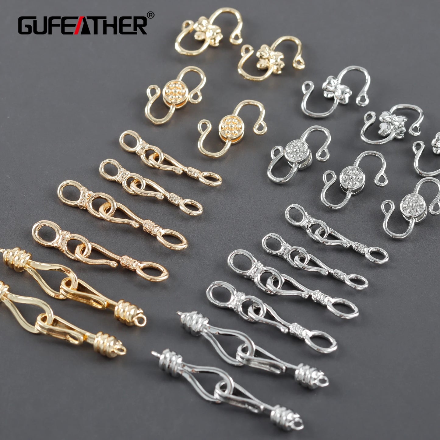 GUFEATHER M1107, accessoires de bijoux, crochets de fermoir, plaqué rhodium or 18 carats, métal cuivré, pass REACH, sans nickel, connecteur, 10 pièces/lot 