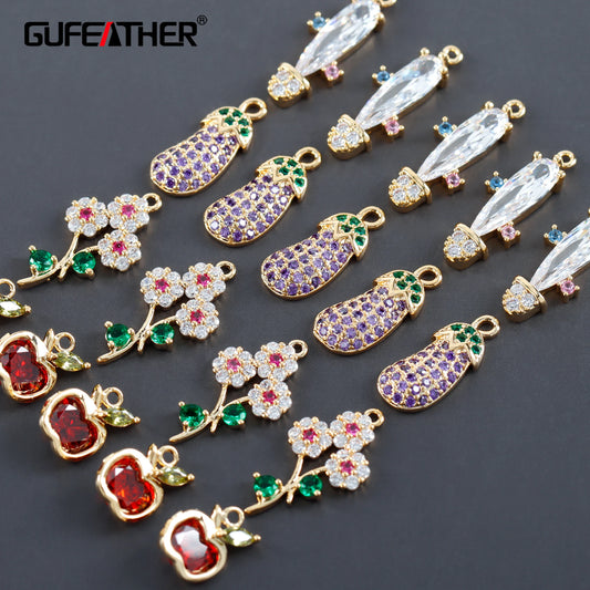 GUFEATHER M1008,jewelry accessories,pass REACH,nickel free,18k gold plated,copper,zircons,diy earrings,jewelry making,6pcs/lot