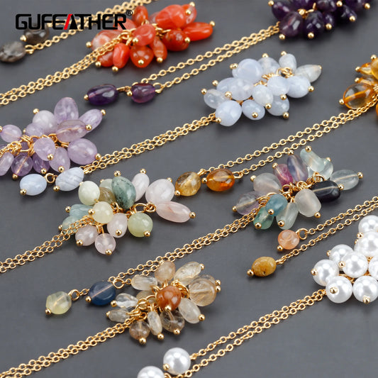 GUFEATHER MA18,jewelry accessories,ear chain,18k gold plated,copper,natual stone,pass REACH,nickel free,jewelry making,2pcs/lot