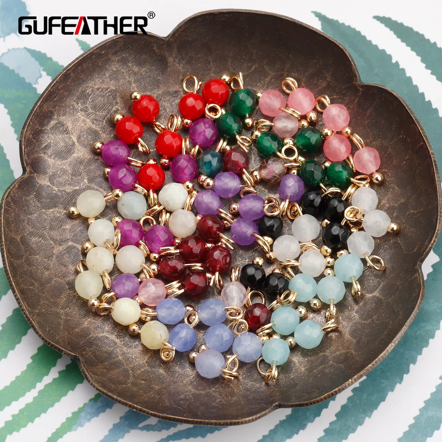 GUFEATHER M899,jewelry accessories,18k gold plated,copper metal,natural stone,hand made,diy earrings,jewelry making,50pcs/lot