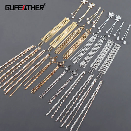 GUFEATHER M1066, accessoires de bijoux, pass REACH, sans nickel, plaqué rhodium or 18 carats, cuivre, chaîne d'oreille, fabrication de bijoux, 10 pièces/lot 