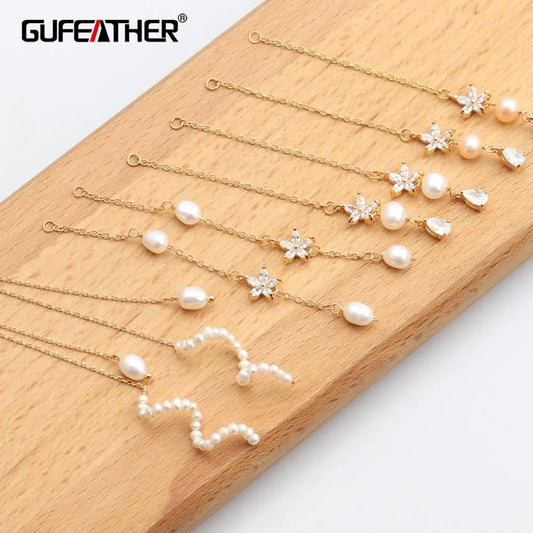 GUFEATHER M624, accessoires de bijoux, pass REACH, sans nickel, plaqué or 18 carats, perle naturelle, fait à la main, pendentif boucle d'oreille bricolage, 2 pièces/lot 