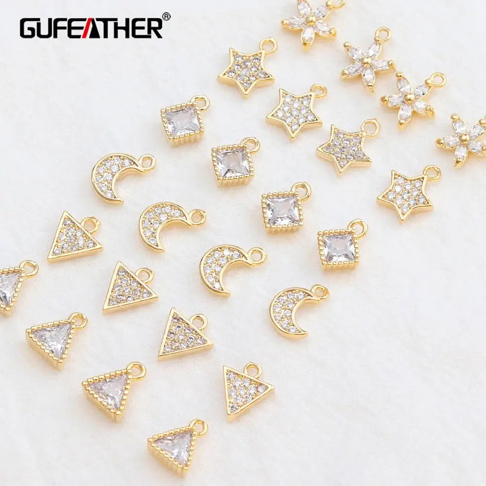 GUFEATHER M536, accessoires de bijoux, plaqué or 18 carats, zircons, pass REACH, sans nickel, fabrication de bijoux, pendentifs de boucles d'oreilles DIY, 20 pièces/lot 