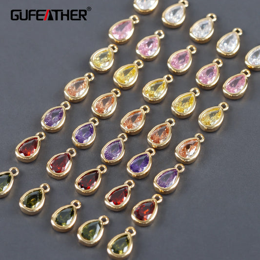 GUFEATHER M1096, accessoires de bijoux, pass REACH, sans nickel, plaqué or 18 carats, cuivre, zircons, fabrication de bijoux, pendentifs diy, 20 pièces/lot 