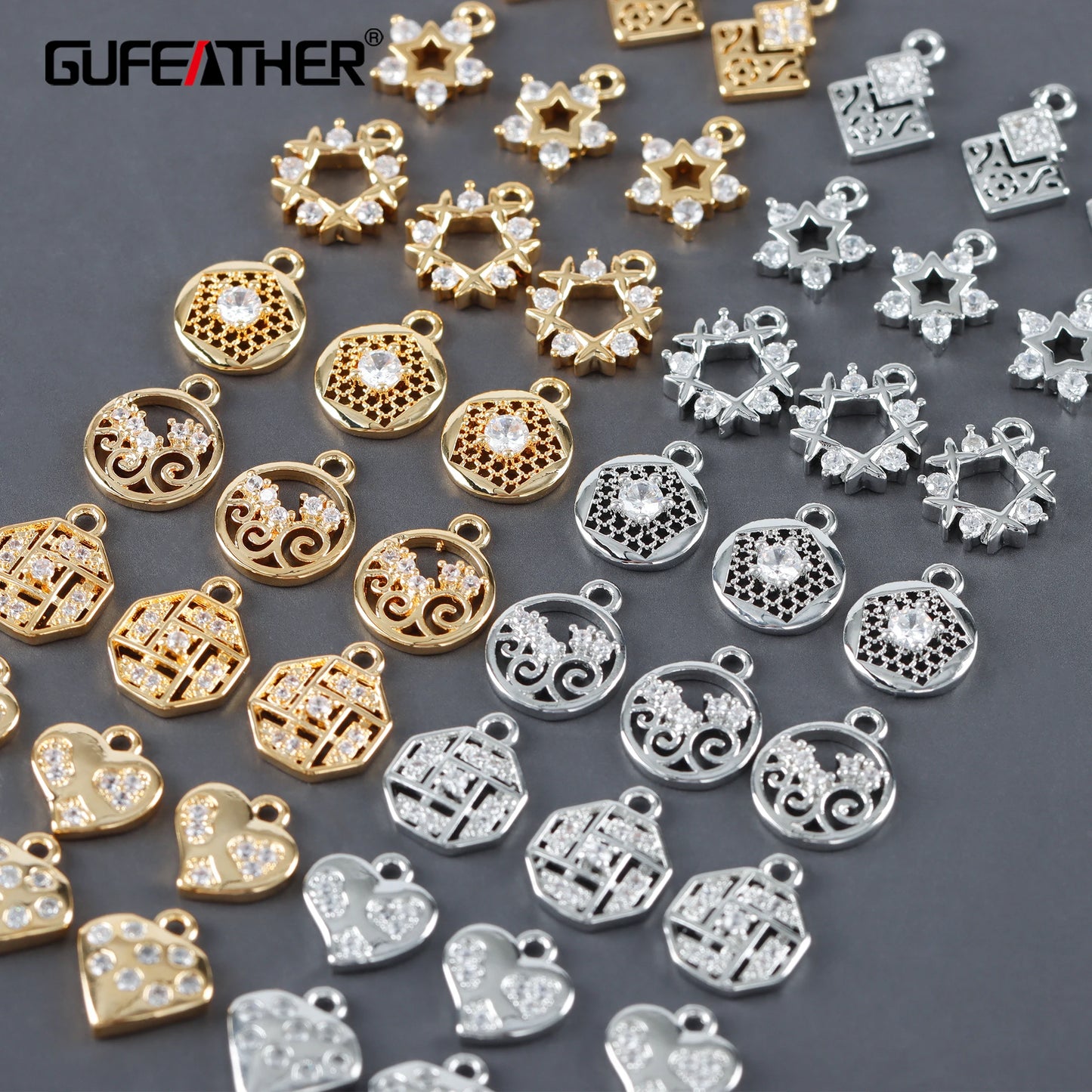 GUFEATHER M1110, accesorios de joyería, chapado en rodio de oro de 18k, cobre, circonitas, pass REACH, sin níquel, joyería colgante diy, 10 unids/lote 