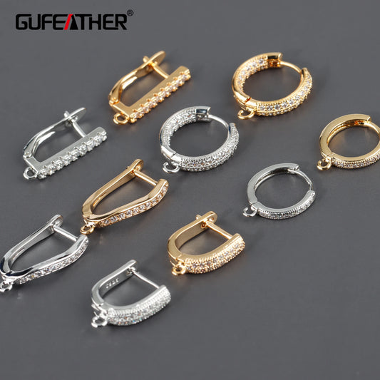 GUFEATHER M806, accessoires de bijoux, pass REACH, sans nickel, plaqué rhodium or 18 carats, cuivre, crochets fermoirs, fabrication de bijoux, 10 pièces/lot 