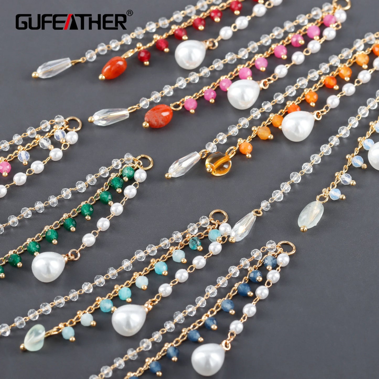 GUFEATHER MA20,jewelry accessories,ear chain,pass REACH,nickel free,18k gold plated,copper,natual stone,jewelry making,4pcs/lot