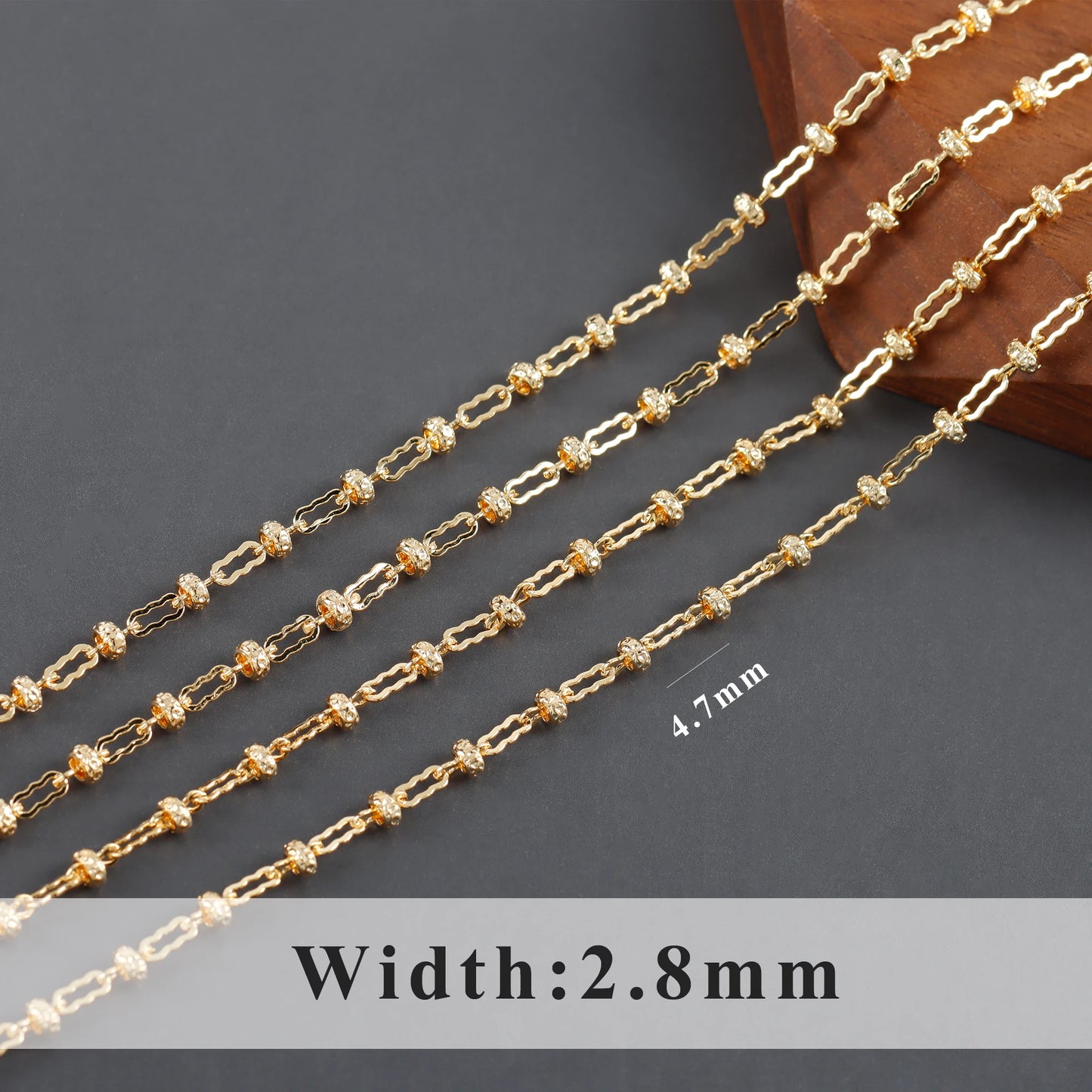 GUFEATHER C237, cadena diy, pass REACH, sin níquel, chapado en rodio de oro de 18 k, cobre, perla de plástico, collar diy, fabricación de joyas, 1 m/lote 