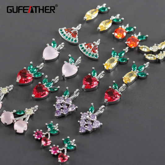 GUFEATHER M1027, accesorios de joyería, pass REACH, sin níquel, chapado en rodio, cobre, circonitas, colgantes diy, fabricación de joyas, 6 unids/lote 