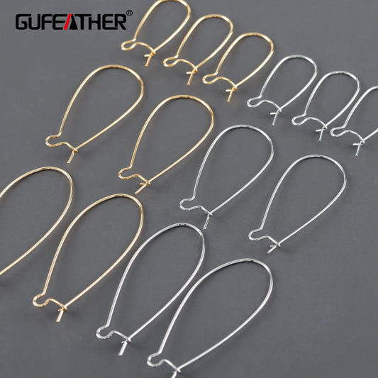 GUFEATHER M1098, accessoires de bijoux, pass REACH, sans nickel, plaqué rhodium or 18 carats, métal cuivré, crochets, fabrication de bijoux, 20 pièces/lot 