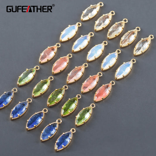 GUFEATHER MA06,jewelry accessories,18k gold plated,copper,glass,pass REACH,nickel free,diy pendants,jewelry making,10pcs/lot