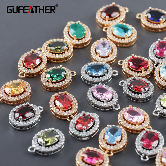 GUFEATHER M1102, accessoires de bijoux, pass REACH, sans nickel, plaqué rhodium or 18 carats, cuivre, zircon de pierres précieuses, pendentifs de bricolage, 1 pièce/lot 