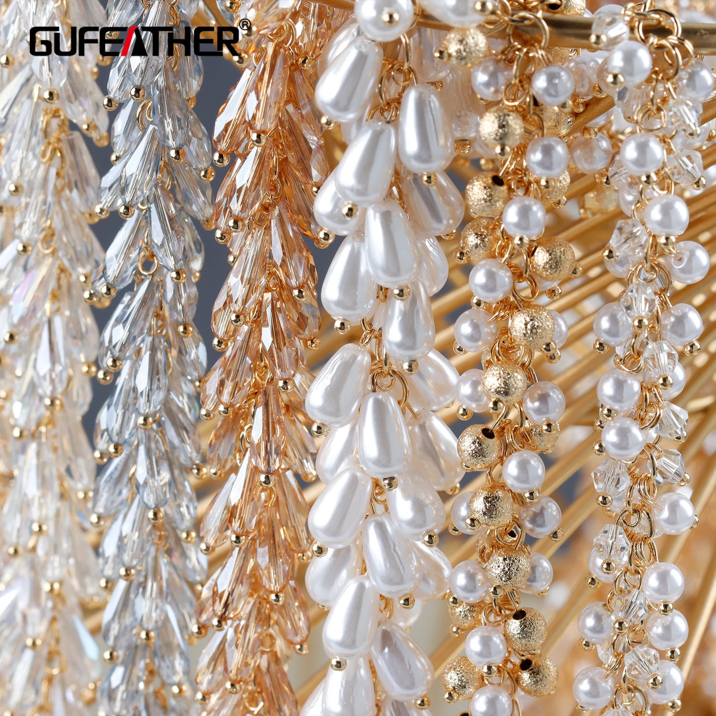 GUFEATHER C212, cadena, pass REACH, sin níquel, chapado en oro de 18 k, cobre, perla de plástico, cristal, collar diy, fabricación de joyas, 50 cm/lote 