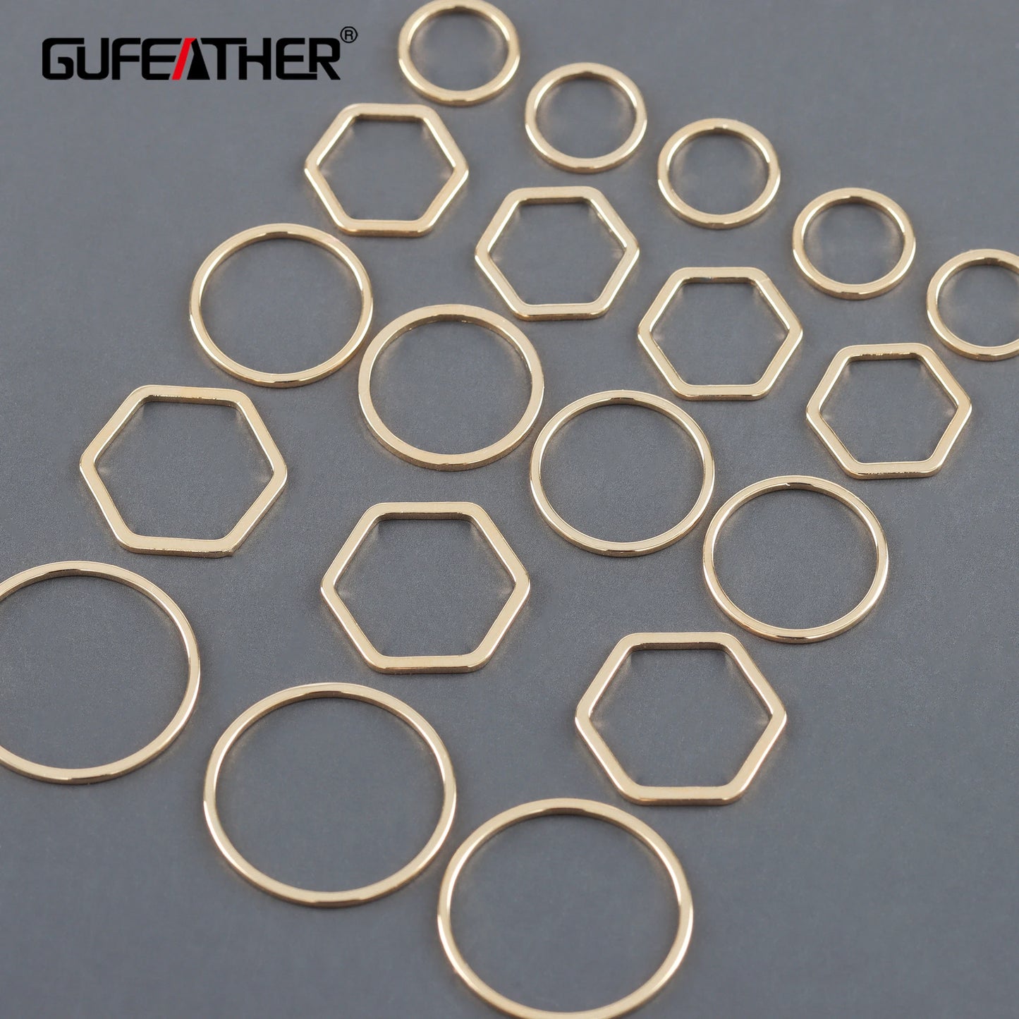 GUFEATHER M1136, ganchos conectores, redondos y rombos, alcance de paso, sin níquel, chapado en oro de 18 k, cobre, accesorios de joyería, 20 unids/lote 