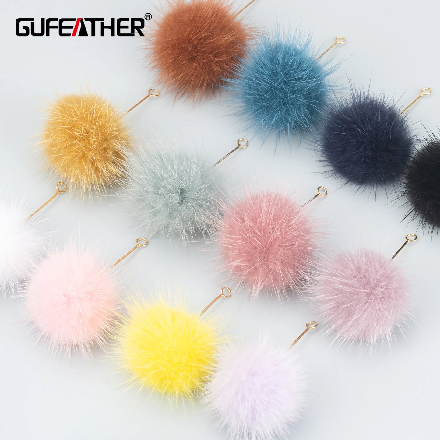 GUFEATHER MB03, accessoires de bijoux, boule de cheveux, plaqué or 18 carats, cuivre, vraie fourrure de vison, fait à la main, fabrication de bijoux, pendentifs diy, 10 pièces/lot 