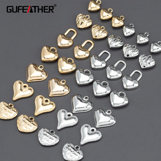 GUFEATHER MA78,jewelry accessories,nickel free,18k gold rhodium plated,copper,charms,jewelry making,diy heart pendants,10pcs/lot